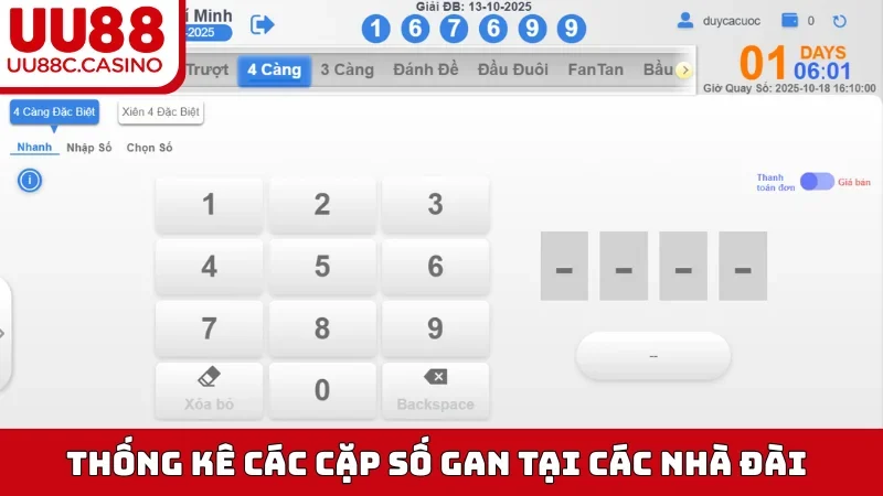 Thống kê các cặp số gan tại các nhà đài